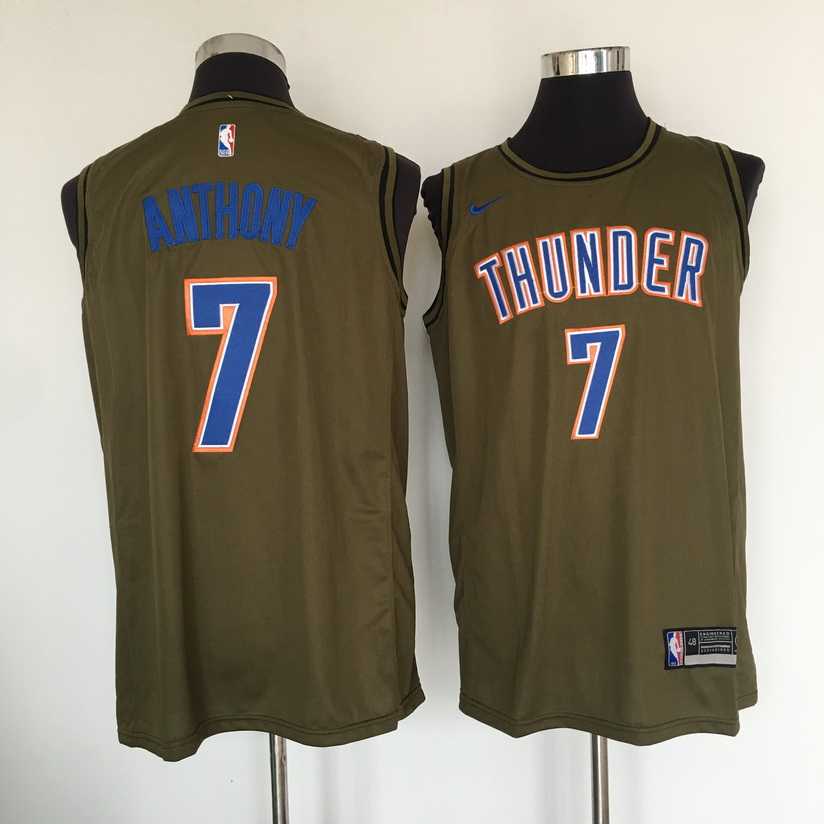 Thunder 7 Carmelo Anthony Olive Nike Swingman Stitched NBA Jersey